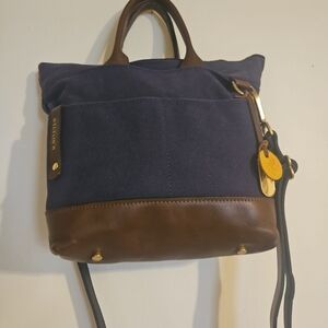 R.Riveter Carry All Canvas Tote w/Leather Trim OTTO   Navy Blue RR270